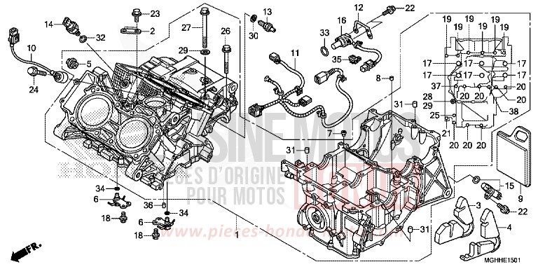 CARTER MOTEUR (VFR1200XD/XDA/XDS) de VFR1200X "Crosstourer" DCT PEARL GLARE WHITE (NHB53) 2017